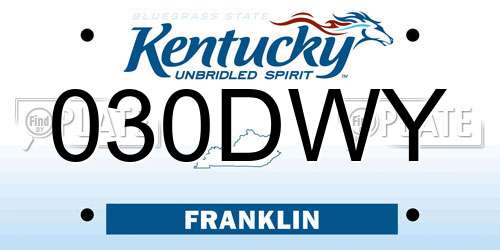 030DWY Kentucky License Plate