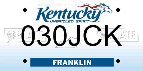030JCK Kentucky License Plate