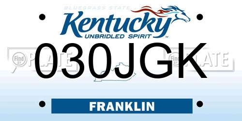 030JGK Kentucky License Plate