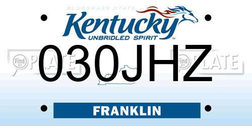 030JHZ Kentucky License Plate