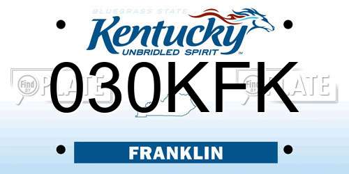 030KFK Kentucky License Plate
