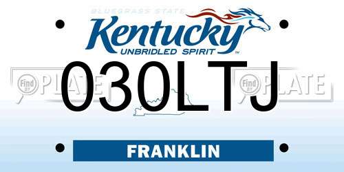 030LTJ Kentucky License Plate