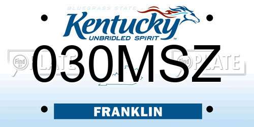 030MSZ Kentucky License Plate