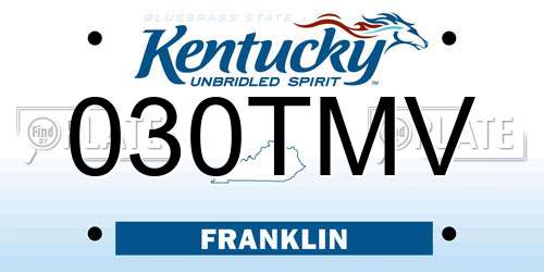 030TMV Kentucky License Plate
