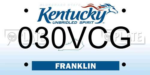 030VCG Kentucky License Plate