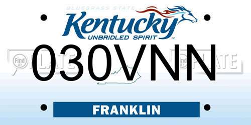 030VNN Kentucky License Plate