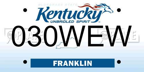 030WEW Kentucky License Plate
