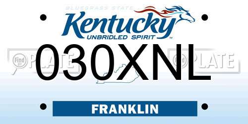 030XNL Kentucky License Plate