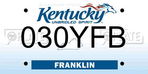 030YFB Kentucky License Plate