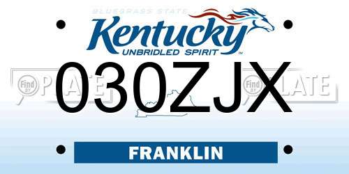 030ZJX Kentucky License Plate