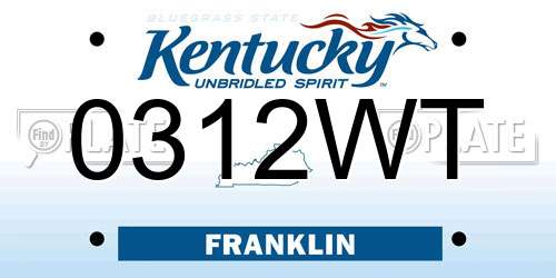 0312WT Kentucky License Plate