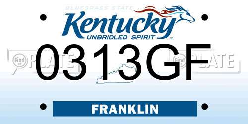 0313GF Kentucky License Plate