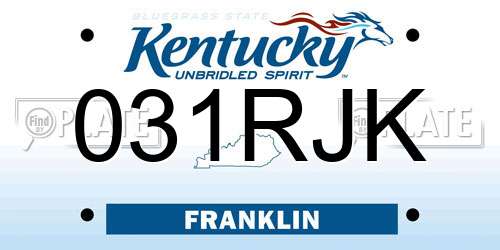 031RJK Kentucky License Plate