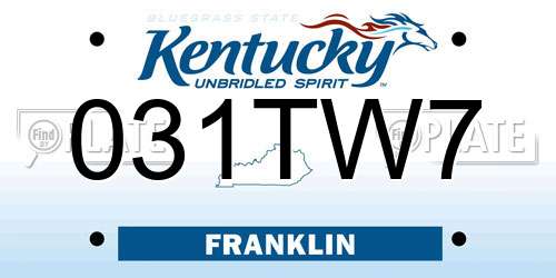 031TW7 Kentucky License Plate