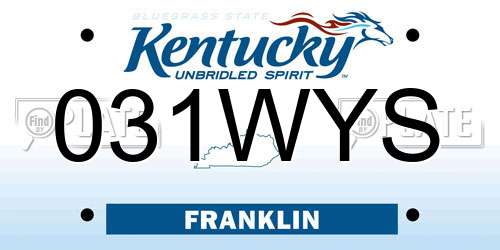 031WYS Kentucky License Plate