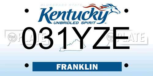 031YZE Kentucky License Plate