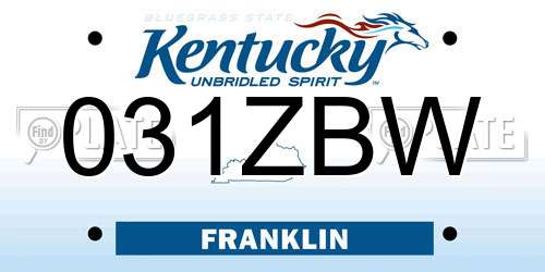 031ZBW Kentucky License Plate
