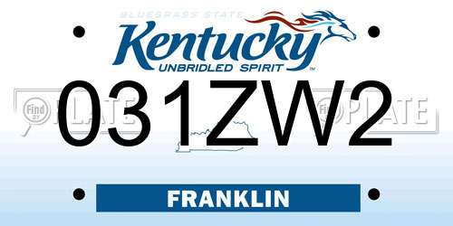 031ZW2 Kentucky License Plate