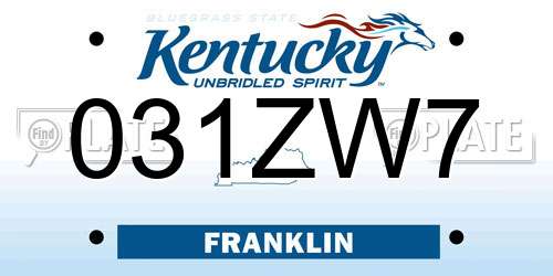 031ZW7 Kentucky License Plate