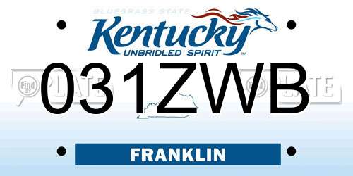 031ZWB Kentucky License Plate