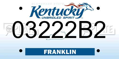 03222B2 Kentucky License Plate