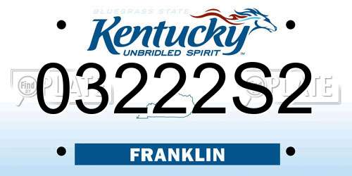 03222S2 Kentucky License Plate