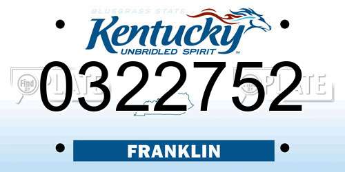 0322752 Kentucky License Plate