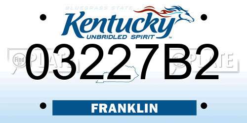 03227B2 Kentucky License Plate