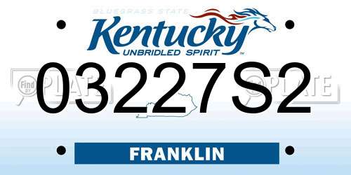 03227S2 Kentucky License Plate
