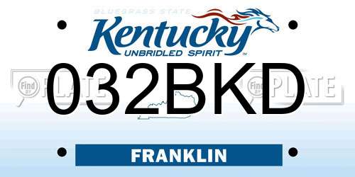 032BKD Kentucky License Plate