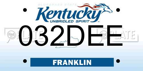 032DEE Kentucky License Plate