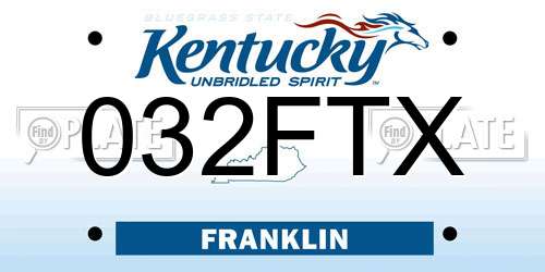 032FTX Kentucky License Plate