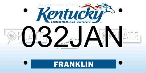 032JAN Kentucky License Plate