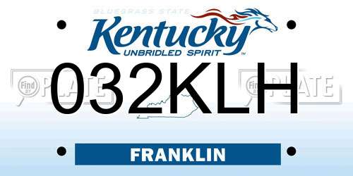 032KLH Kentucky License Plate