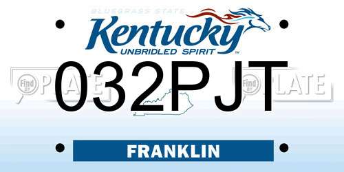 032PJT Kentucky License Plate