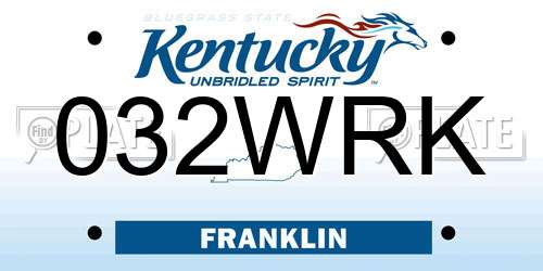 032WRK Kentucky License Plate