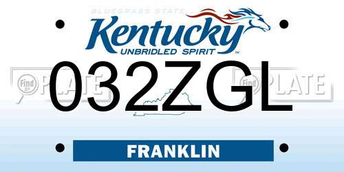 032ZGL Kentucky License Plate