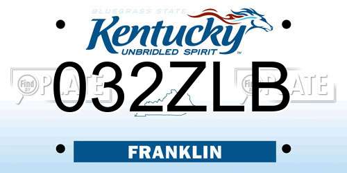 032ZLB Kentucky License Plate