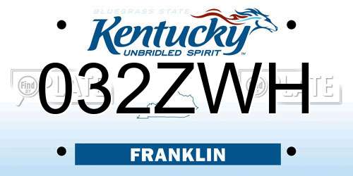 032ZWH Kentucky License Plate
