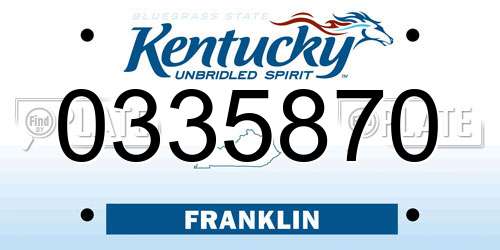 0335870 Kentucky License Plate