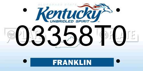 03358T0 Kentucky License Plate