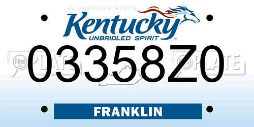 03358Z0 Kentucky License Plate