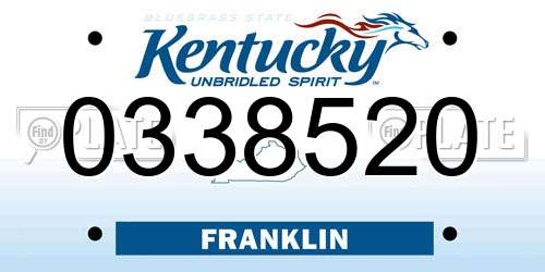0338520 Kentucky License Plate