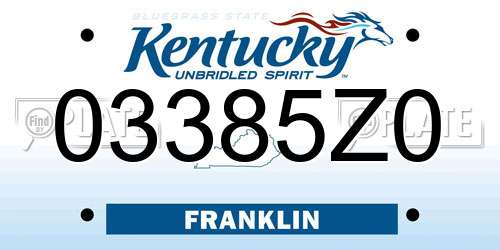 03385Z0 Kentucky License Plate