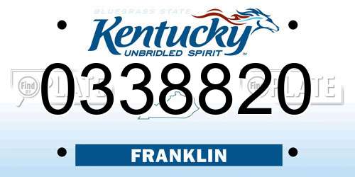 0338820 Kentucky License Plate