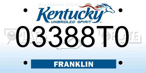 03388T0 Kentucky License Plate