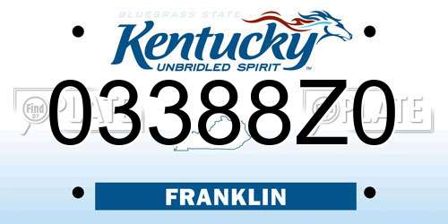 03388Z0 Kentucky License Plate