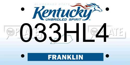 033HL4 Kentucky License Plate