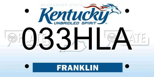 033HLA Kentucky License Plate
