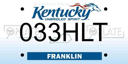 033HLT Kentucky License Plate